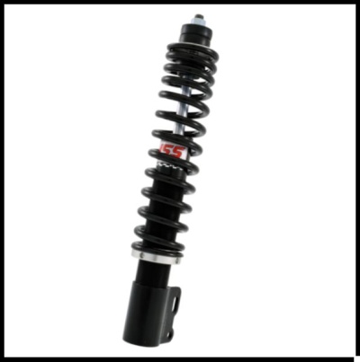 Amortecedor de suspensão para moto com mola preta e inscrição GS