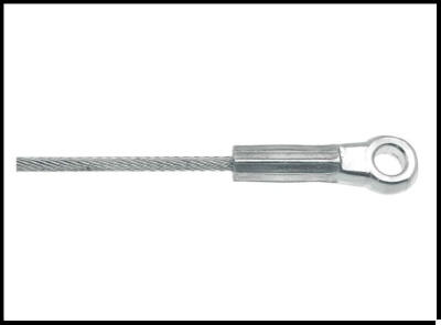 Cabo de aço metálico prateado com anilha circular