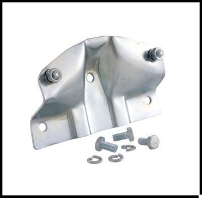 Suporte metálico prateado com parafusos e porcas