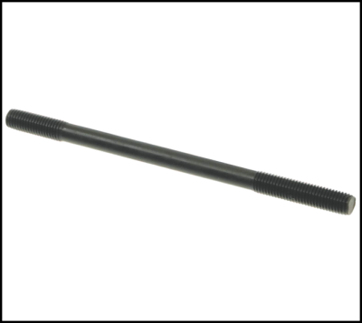 Barra roscada metálica preta com rosca em ambas as extremidades