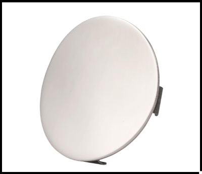 Espelho redondo de superfície lisa com base preta