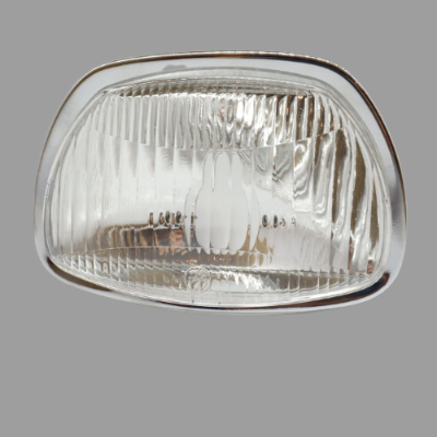 Farol dianteiro retangular transparente com moldura cromada