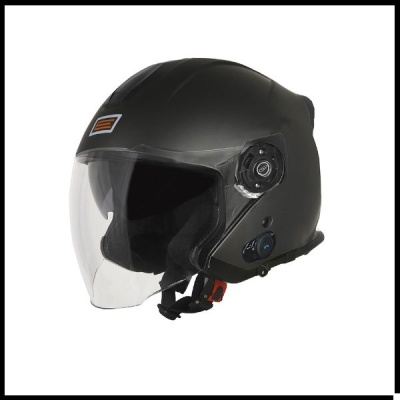Capacete moto preto mate com viseira transparente