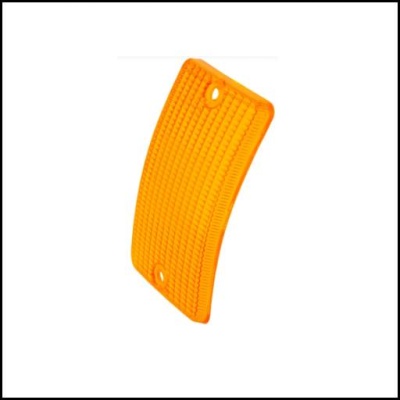 Refletor retangular laranja com textura e orifícios