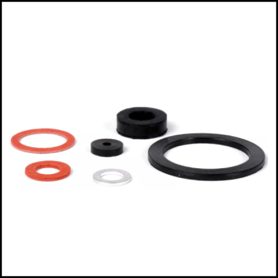 Conjunto de juntas ou anéis de vedação de borracha e material vermelho