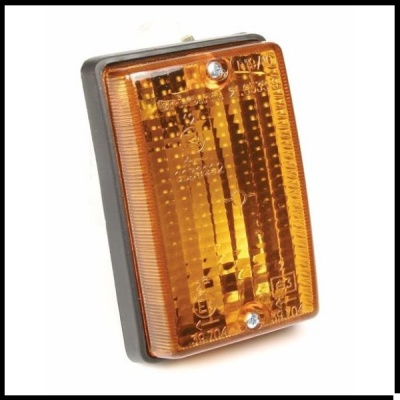 Sinalizador retangular laranja para veículo com parafusos e marcações