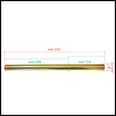 Barra metálica dourada com medidas indicadas em fundo branco