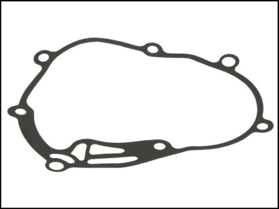 Junta preta circular irregular com orifícios sobre fundo branco
