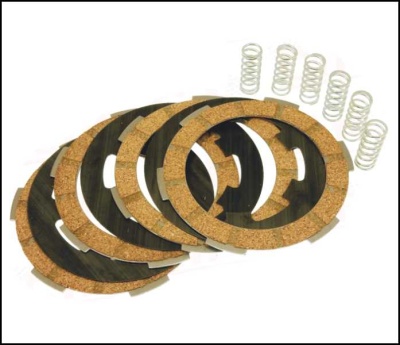 Conjunto de discos de embraiagem com revestimento de cortiça e molas metálicas