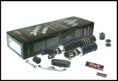 Conjunto de amortecedores e acessórios para motocicleta com caixa preta