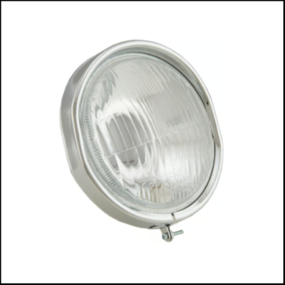 Farol redondo para automóvel com lente de vidro