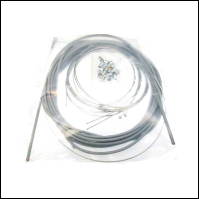 Kit de cabos e acessórios para bicicletas com cabos metálicos e revestimento cinzento