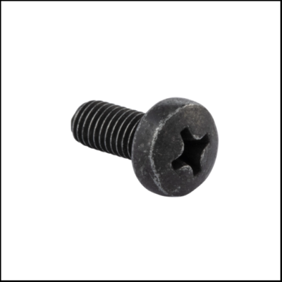 Parafuso metálico preto de cabeça cruzada com rosca grossa