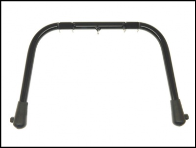 Barra curva metálica preta com pontas de plástico