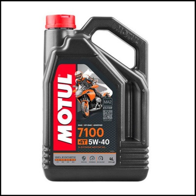 Recipiente de óleo de motor Motul 7100 4T 5W-40 preto com tampa vermelha