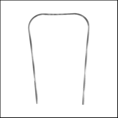 Estrutura metálica prateada em ângulo arredondado