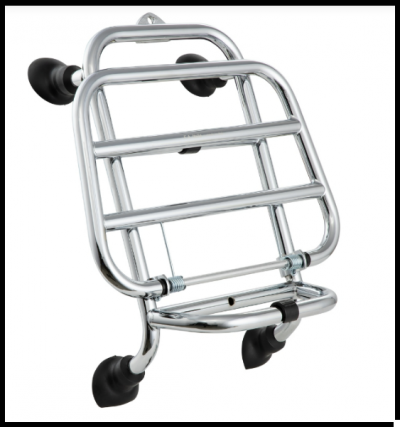 Suporte metálico cromado para bicicleta com fixadores de borracha preta