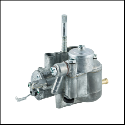 Carburador metálico cinzento com partes cilíndricas