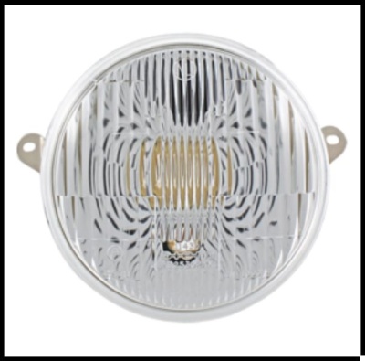 Luz redonda para automóvel com lentes transparentes e padrões prismáticos