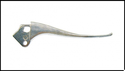 Alavanca metálica prateada com duas aberturas circulares