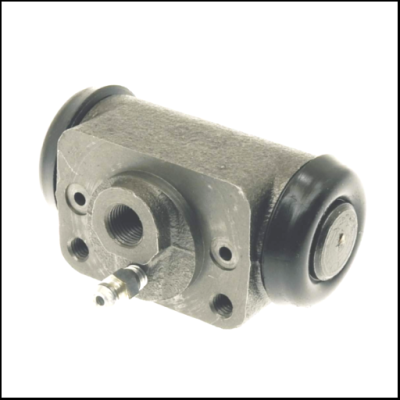 Cilindro de roda automóvel em metal com tampas de borracha preta