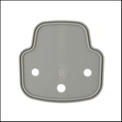Tampão plástico cinzento com três orifícios e palavra SIEM
