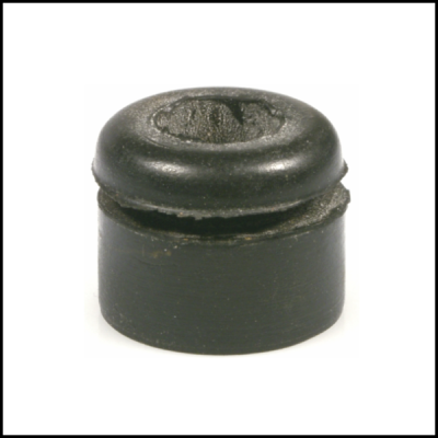 Peça pequena preta emborrachada cilíndrica com topo arredondado