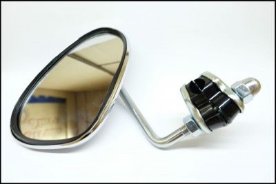 Espelho retrovisor oval para motocicleta com estrutura metálica e fixação