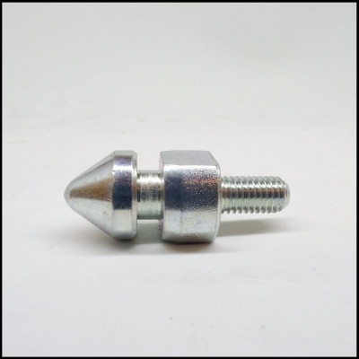 Parafuso metálico prateado com cabeça cónica e corpo hexagonal