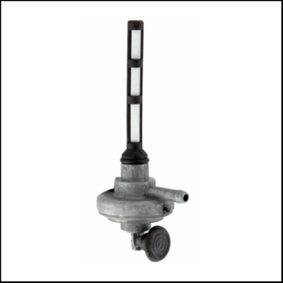 Válvula metálica com filtro branco em estrutura preta