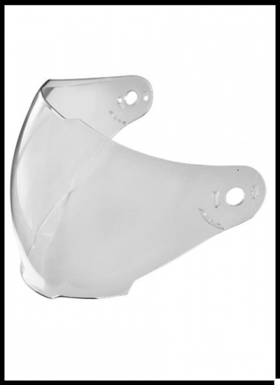 Visor transparente curvado para capacete com orifícios de fixação