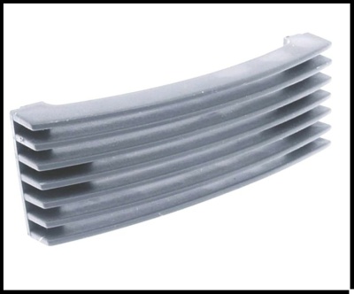 Grelha plástica cinza curva com lâminas horizontais