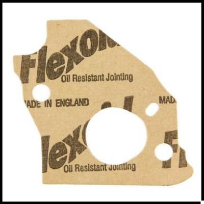 Gaxeta Flexoid castanha com texto preto e furos recortados