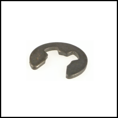 Anilha de travamento metálica cinza escuro com formato circular incompleto