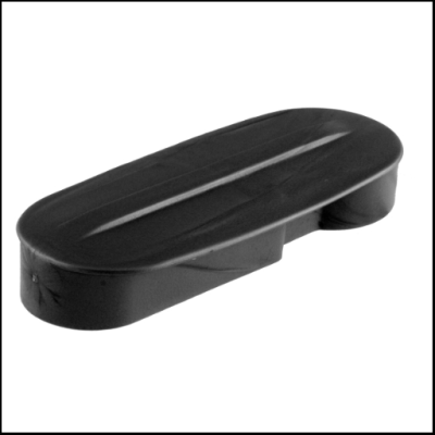 Tampa de plástico preta oval com ranhura central