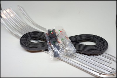 Conjunto de tiras LED brancas rígidas e flexíveis com cabo preto