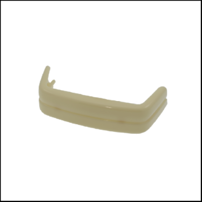 Peça plástica bege angular com duas ranhuras horizontais