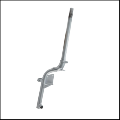 Estrutura metálica tubular cinza claro com pontos de fixação