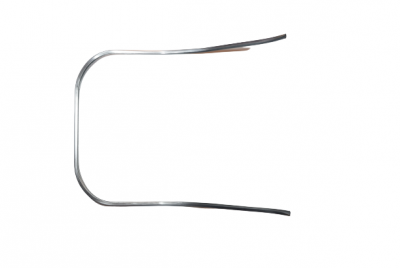 Estrutura metálica retangular com cantos arredondados sobre fundo branco