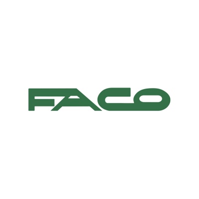 Logotipo FACO em letras verdes sobre fundo branco