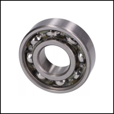 Rolamento de esferas metálico prateado com bolas e lubrificante