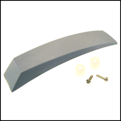 Puxador de gaveta cinza com parafusos e buchas