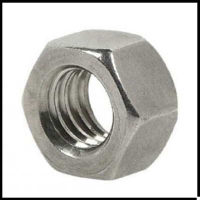 Porca metálica hexagonal prateada