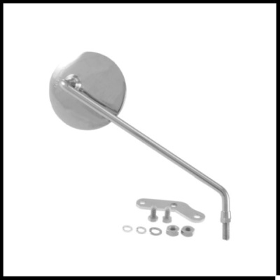 Espelho retrovisor redondo cromado com acessórios de montagem