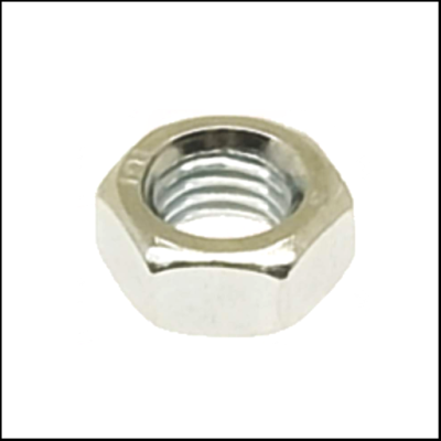 Parafuso porca hexagonal metálica prateada com rosca interna