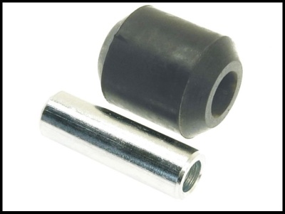 Bucha de borracha preta e pino metálico cilíndrico