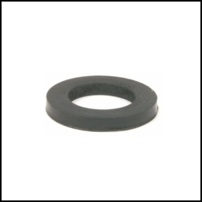 Anel ou junta de borracha preto circular sobre fundo branco