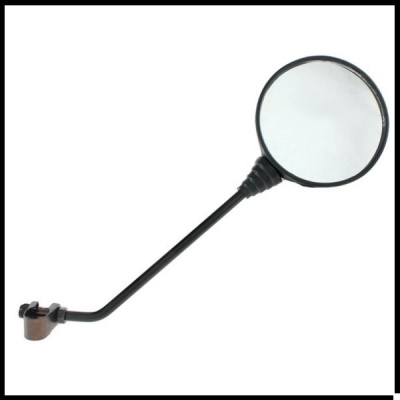 Espelho redondo preto para motocicleta com suporte castanho