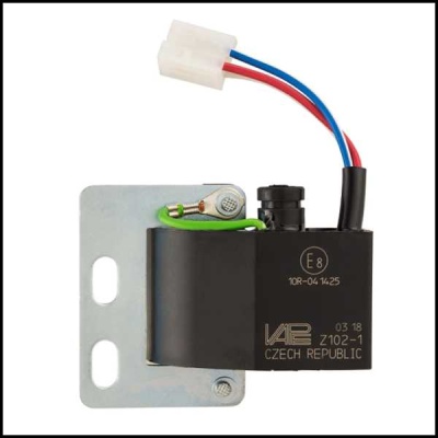 Componente eletrónico com base metálica e fios coloridos