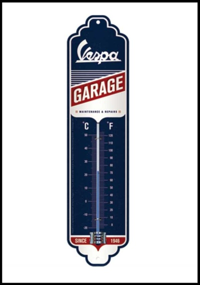 Termómetro metálico estilo vintage Vespa Garage para parede